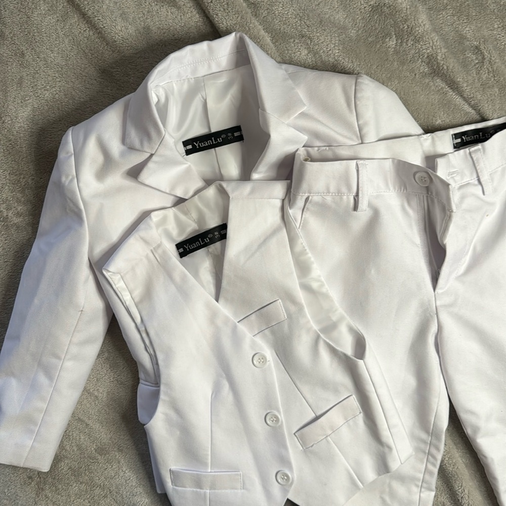 All white three piece toddler boy size 3t suit